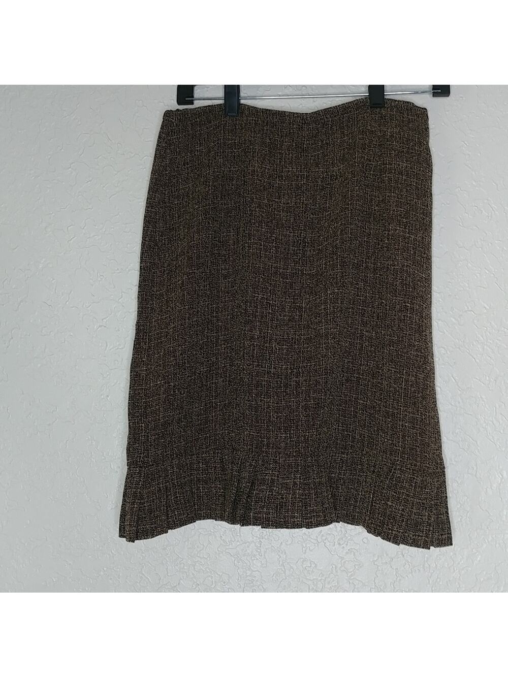 Pleated Trim Skirt Brown Size 10 Petite